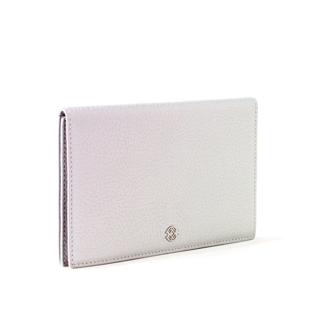 Dagne Dover Holographic Pebbled Leather Passport Wallet NWT